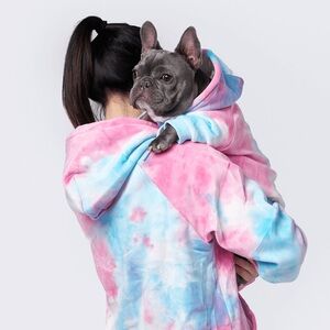 NWT Spark Paws VelourSoft Pink & Blue Tie-Dye Human Hoodie - SMALL